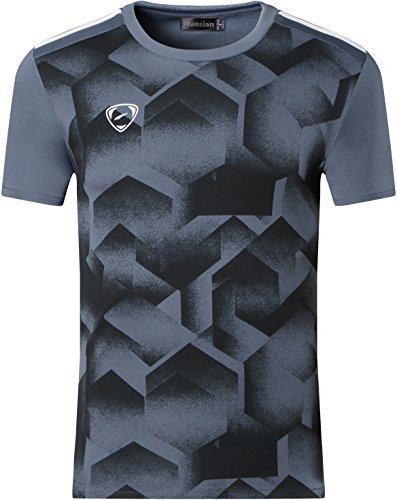 jeansian Herren Sport Kurzarm T-Shirt Tee Tshirt Tops LSL204 Gray XL
