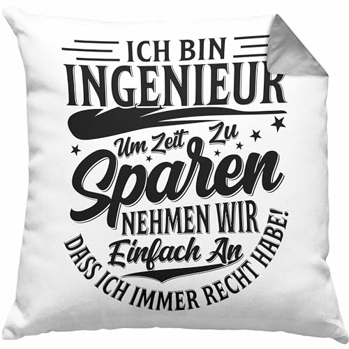 Trendation Ingenieur Kissen mit Füllung 40x40 Geschenk Geschenkidee Sprüche Ingenieurswesen Geschenkidee Spruch (Grau)