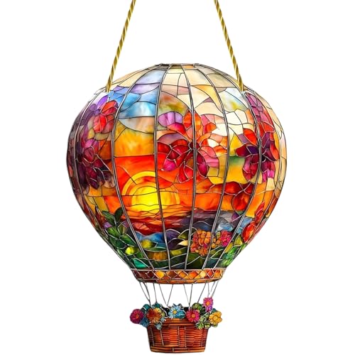 Heißluftballon Sonnenfänger,Cosswe Solar Laterne Heißluftballon Gebeizte Heißluftballon Ornamente,Gartendeko Solar Laterne Heißluftballon,Fensterdekoration Für Den Innenbereich