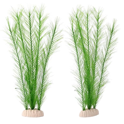 BOXOB 2 Stück Kunststoff Aquarienpflanzen, Realistische Künstliche Grünpflanzen Kunststoff Wassergras Aquarium Dekoration für Aquarien Aquarium Landschaft Terrarium Simulierte Vegetation