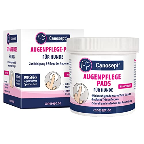 Canosept Augenpflege-Pads für Hunde 100 Stück - Augenpflege Hund und Tränenfleckenentferner Hund – Augenreiniger für Hunde mit beruhigendem Aloe Vera Extrakt, schonende Hundepflege