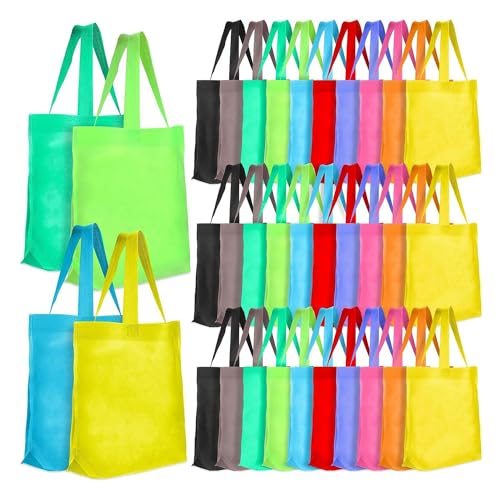Kliplinc 50 St¨¹ck Nicht Gewebte Wiederverwendbare, Mehrfarbige Tragetaschen, Geschenkt¨¹ten, Farbige Leere Tragetaschen, Gro?e Stoff-Einkaufst¨¹ten, Langlebig, Einfach zu Verwenden