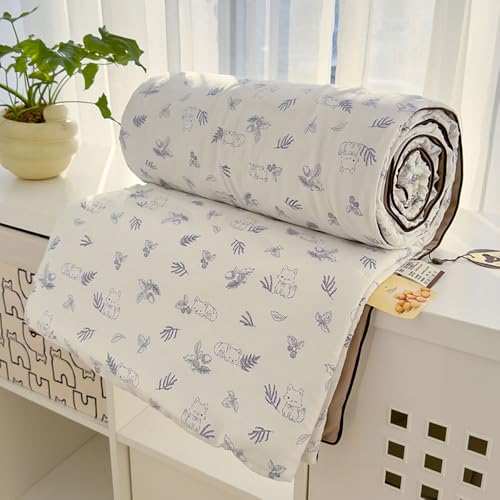 DOTBUY-SHOP Bettüberwurf Steppdecke, Süße Tiere Tagesdecke Baumwolle Leichte Tagesdecken mit Präge Wohndecke aus Gesteppt Bettdecke für Einzelbett Doppelbett (Fuchs,150x200cm)