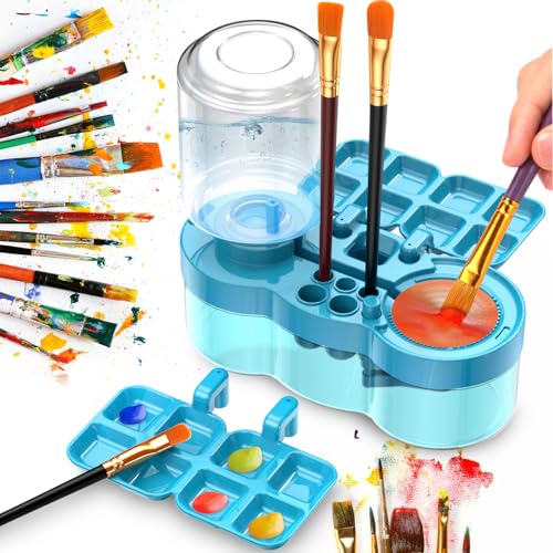 Brush Rinser Pinselreiniger Paint Aquarellpinselspüler, Multifunktionales Pinselwaschbox Art Tools mit Wasserkreislauf, Pinselhalter und Palette, Geschenke für Kleine Künstler und Kinder Anfänger