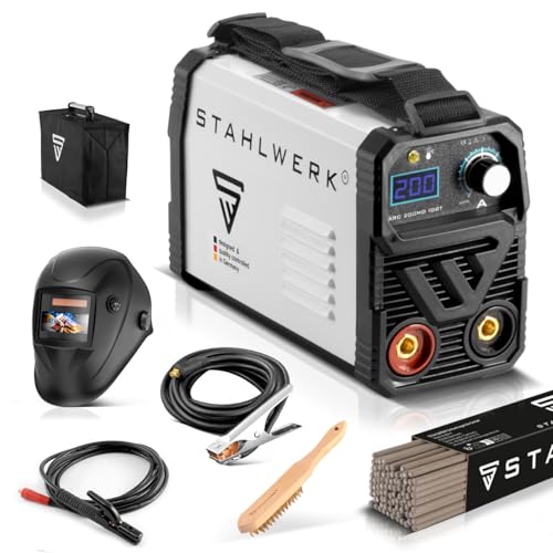 STAHLWERK Schweißgerät Vollausstattung ARC 200 MD – kompakt, leicht, tragbar, DC MMA, E-Hand, 200 A, IGBT-Single-Board, Hotstart, Anti-Stick & optionaler Lift-TIG-Funktion
