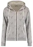 Hailys Damen Trachten Sweatjacke Ha44ni Zip-Hoody Oktoberfest mit Hirsch-Print JIA-2209081madl Grey Marl M