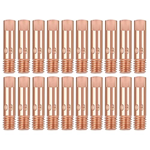20 Stück Schweissgerät Schutzdüsen leitfähige Düse, 0.8mm Stromdüsen Schweiß Kontaktspitze für15AK MIG/MAG Schweißgerät Schweißbrenner Zubehör Verschleißteile M6 x 25mm