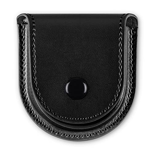 Hermann Jäckle Gürteltasche Taschenuhr-Etui Lederimitat Druckknopf für 1 Taschenuhr (Schwarz)