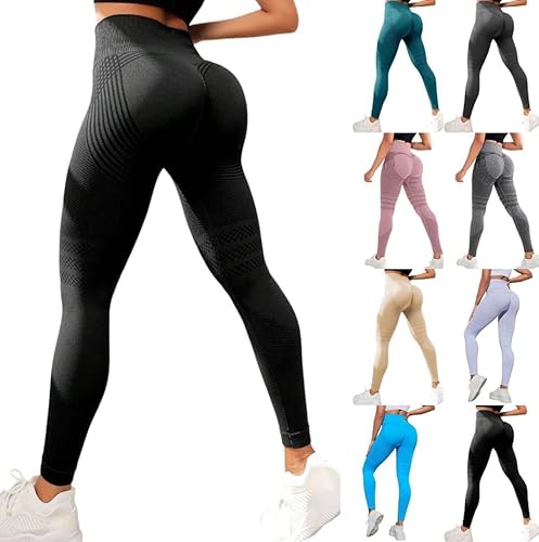 Jamicy Sport Leggings Damen High Waist Sportleggins Frauen Lang Gym Leggings Blickdicht Sporthose Elastische Bauchweg Yogahose Fitness Laufhose Grau Streetwear Wanderhose Outdoorhose Schwarz L