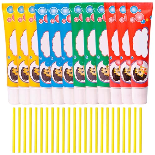 Lawnrden Magische Plastikblasen Luftballons, 12 Set Kids Elastic Blowt Ballons mit Stroh, Partybevorzugungen und Geschenke Zappeln für Innen- und Außenfarbe, zufällige Farbe