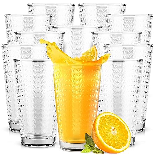 KONZEPT Große Wassergläser 12er Set 380 ml, Moderne Hohe Gläser aus Transparentem Glas, Universelle Trinkgläser Set für Wasser, Saft, Softdrinks, Eiskaffee