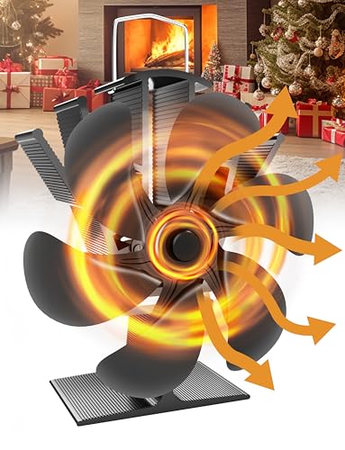 DMTIVMG Ofenventilator Kaminventilator 6 Blättern Leiser Betrieb Wärmebetriebener Ohne Strom für Kaminofen/Holzofen/Ofen/Kamin