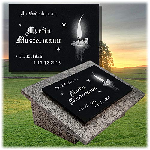 LaserArt24 Granit Grabstein, Grabplatte oder Grabschmuck mit dem Motiv Grabstein-gg31s und Ihrem Text/Daten