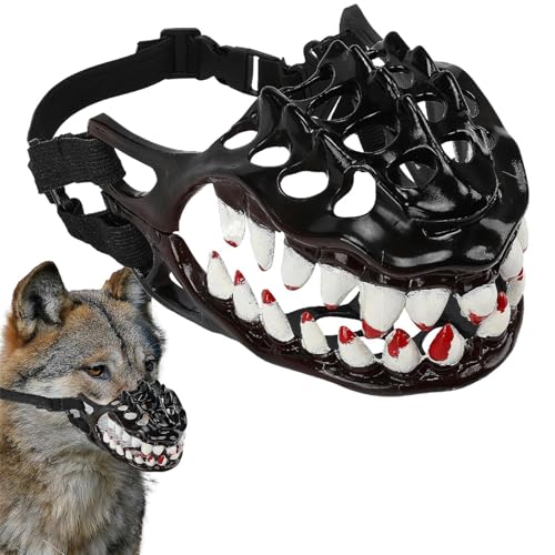 Maulkorb für Hunde Halloween mit gruseligen Zähnen | Urkomisches -Kostüm für Hunde | Maulkorb gegen Beißen verstellbar für Hunde mit großen Zähnen | Halloween-Kostüm-Zubehör
