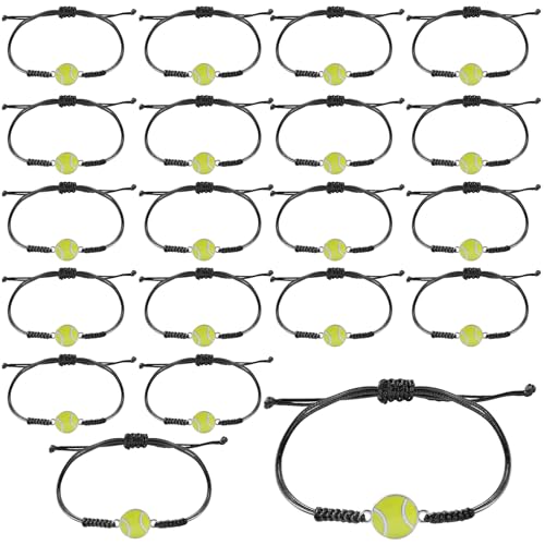Mikovivi 20stk Verstellbare Sportarmbänder, Armbänder für Sportpartys Sport-Charm-Armbänder Inspirierende Sportball-Armbänder Sportschmuck für Frauen Männer Sportler Geschenke (Tennisball)