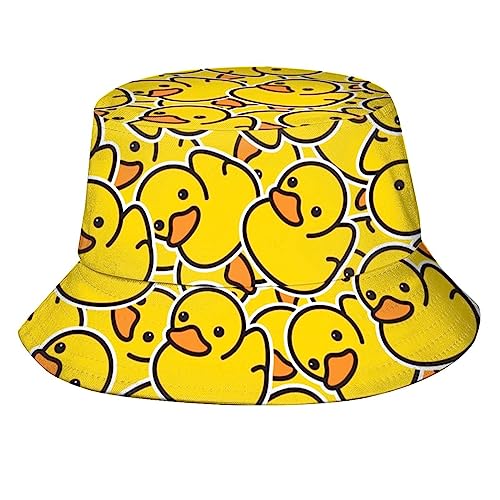 Shylve Enten-Print Fischerhut – Wendbarer Sonnenhut mit Entenmotiv, Bucket Hat für Damen und Herren, Ideal für Festival & Freizeit