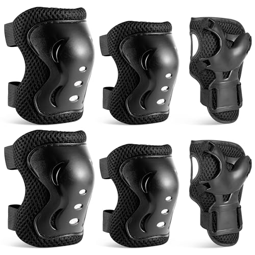 Pameil Knieschoner Kinder [6er Set], Schoner Inliner Kinder, Verstellbare Schützer Und Protektoren Für Inliner Und Schulkinder, Geeignet Für Rollschuhlaufen, Fahrräder, Laufräder Und Skateboards.