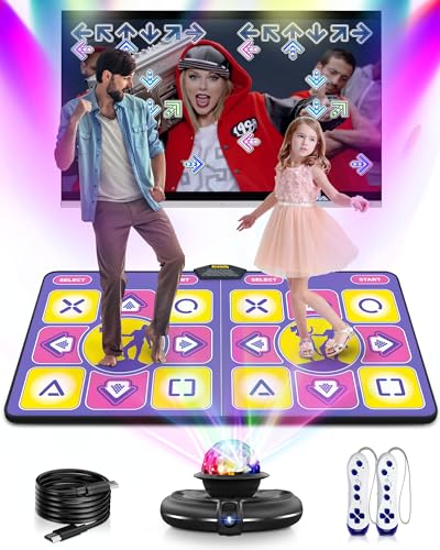 Acelufly Doppel-Tanzmatte, elektronische Tanzmatte für TV mit Kamera, rutschfeste Fitness-Tanzmatte für Kinder und Erwachsene, Tanzspielzeug Geschenke für Mädchen Jungen 3-12 Jahre (Lila)