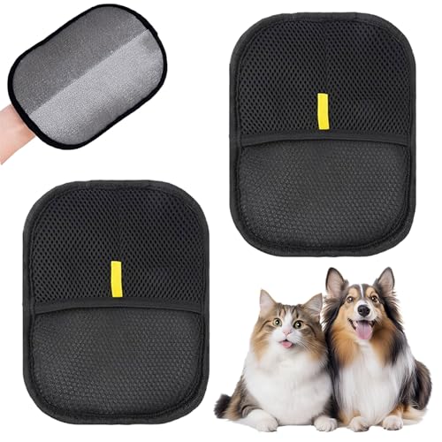 Ahuananhu 2 Stück Doppelseitige Fellpflegehandschuhe für Hunde & Katzen, Antistatische Tierhaarentferner, Wiederverwendbar zum Waschen, Hair Removal, Fellpflege