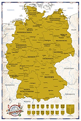 empireposter Rubbelkarte Landkarten Deutschland Politisch - 61x91,5 - Neue Edition