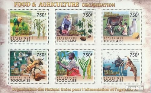 Prophila Collection Togo 4093-4098 Kleinbogen (kompl. Ausgabe) postfrisch ** MNH 2011 Landwirtschaftsorganisation (Briefmarken für Sammler) Wein/Landwirtschaft