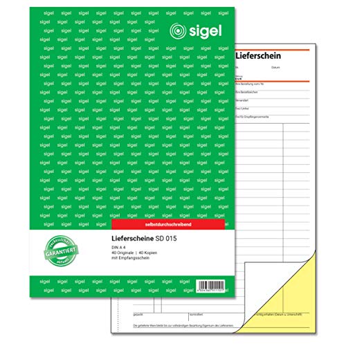 SIGEL SD015 Lieferscheine A4, 2x40 Blatt, selbstdurchschreibend, 1 Stück, aus nachhaltigem Papier