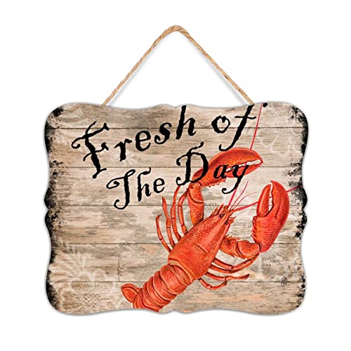 by Unbranded Holzschild mit Aufschrift "Sea Food Fresh of the Day", Vintage-Stil, Heimdekoration, Willkommens-Fischladen-Schilder, Lebensmittelbrett, Aquarell, Fischmarkt, Küsten-Kochschilder mit