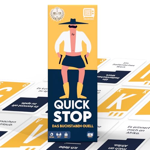ATM Gaming Quickstop - Das Buchstaben-Duell - Kartenspiel für Jugendliche und Erwachsene - Schnell und Verrückt - 2 bis 7 Spieler - Kartenspiel ab 10 Jahren - Familienspiel