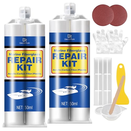 Glasfaser Reparaturset, Fliesenreparaturset - 100ml Wasserdichtes Gelcoat Reparatur Set für Boote, Yachten, Acryl, Keramik Waschbecken Reparaturset Zum Reparieren Von Kratzern, Löchern, Rissen