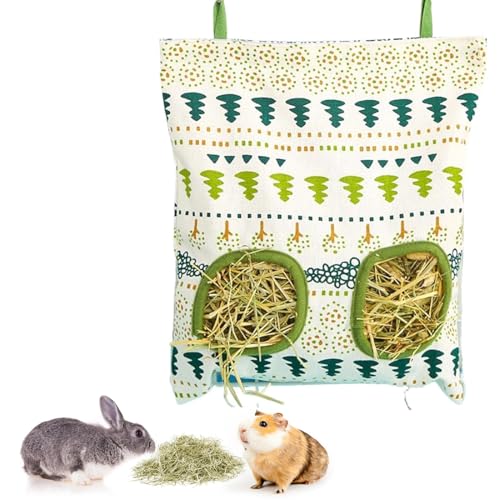 XPEX 1 Stück Kleintiere Heutasche, 2 Fenster Heuraufe Kaninchen Meerschweinchen Futterstation Futterspender, Futtersack Für Hase Chinchilla Hamster Kleine Tiere