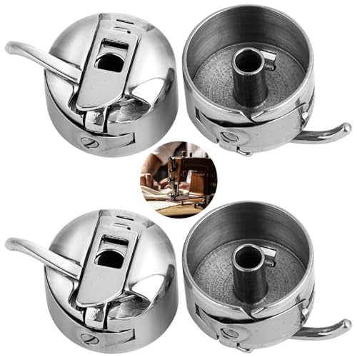 4 Stück Edelstahl Spulenkapseln, Universal Spulenkapsel für Nähmaschinen, Kompatibel mit Frontlader der Klasse 15, Langlebig und Praktisch für Professionelle und Hobby Schneider, Durchmesser 22,75 mm