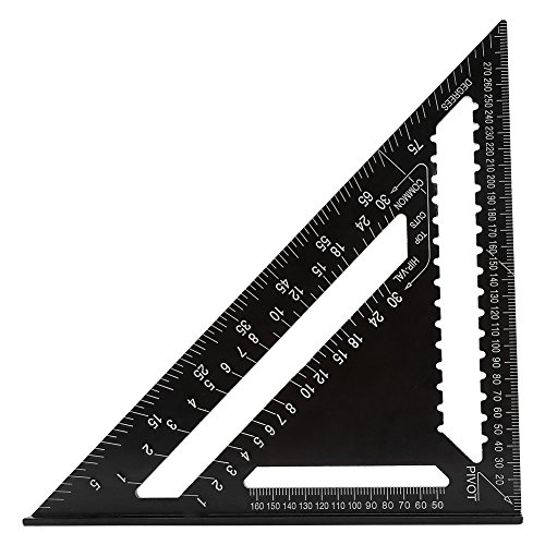 Tomvorks 12-Zoll-Aluminium-Legierungsdreiecksform Square Lineal, Prospractor, Saw Guide, Multifunktionsmetrik- und Imperial-Messwerkzeug Zum Rahmen, Dach-, Gebäude- und Umbauprojekt
