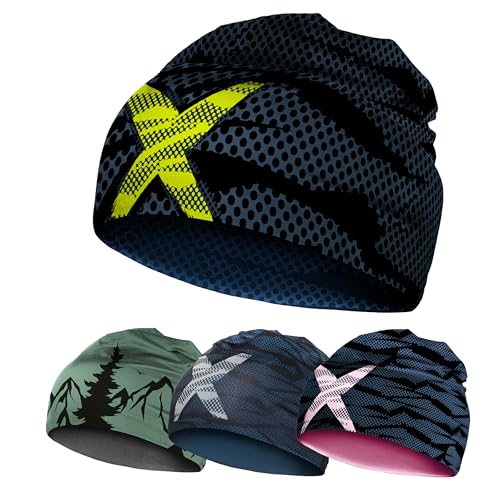 Kinder 4-14 Jahre Sportmütze, Laufmütze, Fahrradmütze, Wintersport Mütze ideal unter Helm, Dry Technologie - schweißabsorbierend und schnelltrocknend, Mädchen und Jungen (Polyester-Mischung, NeonX)