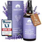Emma Grün® Lavendelspray & Kissenspray 100ml [BIO-QUALITÄT] - Lavendelspray für Kopfkissen - Mit Naturreinem Lavandula Angustifolia - Lavendel Kissenspray zum Einschlafen - Lavendelöl Spray