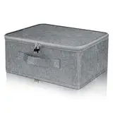 JAONLD AbschließBare Box,30 * 20 * 14 cm Aufbewahrungsbox mit Deckel Stoff Zusammenklappbar mit Griff,AbschließBare Kiste pour Aufbewahrung von Kleidung und Wertgegenständen