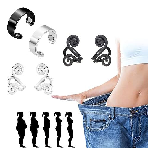 USTNIR 2pcs Lymphatic Drainage Magnetic Ring Akupressur Ohrringe zum Abnehmen Weight Loss Magnetring 4pcs LymphflüSsigkeit Ohrringe Negative Ionen Lymph Ohrringe Magnetische Lymphdrainage Ohrringe