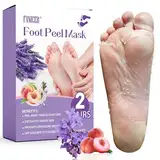 2 Paar Fußmaske, Feuchtigkeitsspendende Fussmaske, Socken Fußmaske für Trockene und Rissige Füße, Sanft Fußpflege für Männer& Frauen Geeignet (Pfirsich & Lavendel)