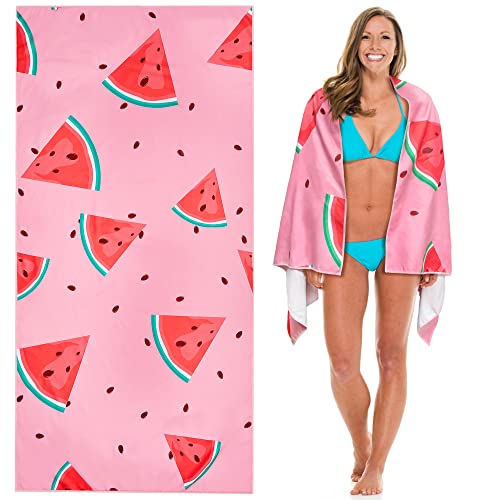 Lubibi Strandtuch,80x160 cm Extra großes Mikrofaser Strandtuch für Erwachsene,Badetuch,Leichtes Handtuch für Wasseraufnahme Bad Pool Strand Schwimmen Sauna Fitness Reisen Sport Yoga（Wassermelone）