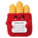 lasuroa Mini Lustige Positive Pommes Frites, 9cm Emotionale Unterstützung Positive Strickpuppe Spielzeug mit Karte Kreative Inspirierende Häkelpuppe aus Wolle Ermutigungsgeschenk für Kinder Freunde
