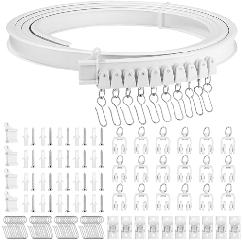 Flexible Decken-Vorhangschiene 3M, Biegebar Vorhangschiene mit stummen Rollen fur Raumteiler, Duschvorhang, Schlafzimmer, Balkone, Krankenhaus-Vorhang schienensystem