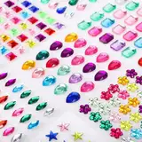 XREE 1956 Stück Glitzersteine Selbstklebend, 15 Blätter Strasssteine zum Basteln Schmucksteine Rhinestones Aufkleber Bunt Faschingsdeko Sticker DIY Glücksbringer Geschenke Für Fotorahmen Grußkarten