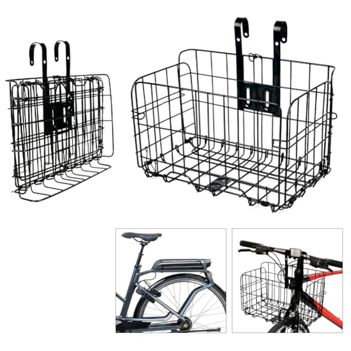 Flintronic Fahrradkorb Vorne, Klappbarer Hinterer Fahrradkorb, Faltbar Lenkerkorb Vornekorb, Hinten Hängender Fahrradkorb, Fahrrad Gepäckträger Vorne
