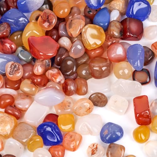 HAKACC 225g Edelstein Set, Natur trommelsteine Halbedelsteine Dekorative Steine Kieselstein edelsteine für kinder Heilsteine Schatzsuche und Dekoration（ 0,8-1cm）