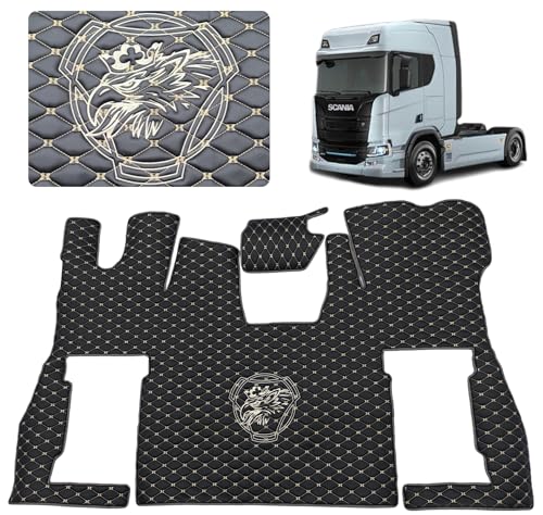 LKW-Fußmatten kompatibel zu SCANIA S Fußmatte (Stoff schwarz, Garn beige)