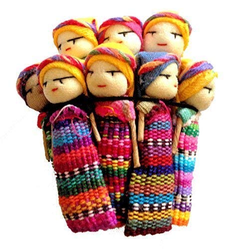 12 BIG HANDMADE FAIRTRADE GUATEMALTEKISCHEN WORRY DOLLS 5cm Maya-Stammes-Schamane Hexen M70