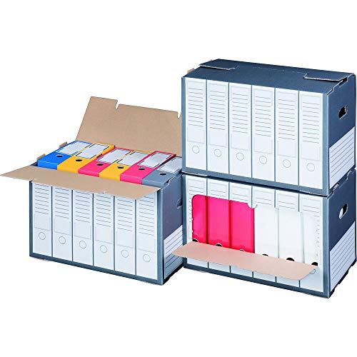 karton-billiger Archivregal für Ordner mit Sichtfenster und Deckelöffnung, für bis zu 6 Ordner, anthrazit, 10er Packung