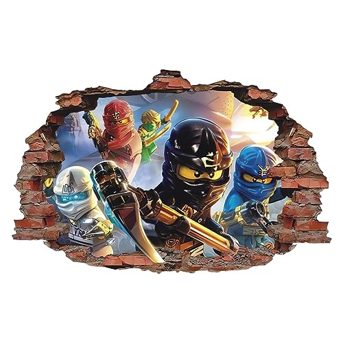 Anime Ninja Art Wandaufkleber für Kinderzimmer, 3D-Cartoon, DIY, selbstklebend, entfernbar, für Kinderzimmer, Hintergrunddekoration