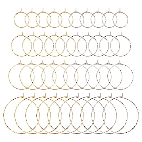 UNICRAFTALE 80pcs 4 Größen 15.5/20/25/35mm Weinglas Charms Ringe 304 Edelstahl DIY Creolen Ohrringe Golden Metall DIY Ohrringe Zubehör Für Frauen Ohrringe Selber Machen Schmuckherstellung Set 0.7mm