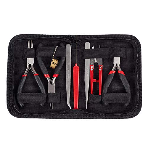 PH PandaHall Schmuckherstellung Werkzeuge, 8pcs Perlenwerkzeug-Set Schere Zange Pinzette Bastelbedarf mit Aufbewahrungskoffer für Herstellung und Reparatur von Schmuck