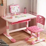 reukmuuc Verstellbarer Kinder-Schreibtisch und Stuhl-Set, höhenverstellbarer Arbeitsschreibtisch mit neigbarem Leseständer, extra große Schublade, LED-Tischlampe, für Kinder von 3-18 Jahren, für